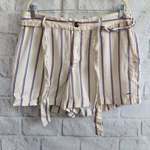 Tommy Hilfiger Cream Colored Striped High Waisted Preppy Shorts 12